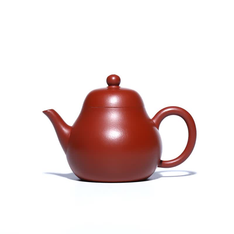 紫来顺宜兴原矿朱泥大红袍一人用小茶壶高端梨式壶纯手工紫砂壶泡茶壶 高梨式一壶一杯（直口杯）