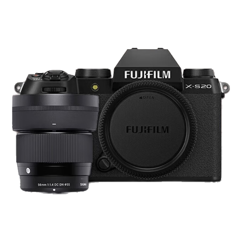 富士（FUJIFILM）富士xs20 x-s20 微单相机学生美颜照相机 直播 4KVlog摄影摄像机  X-S20+适马56mmf1.4定焦镜头 官方标配+256G高速内存卡