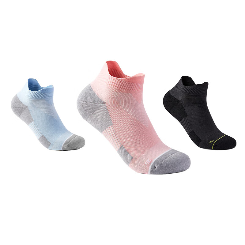 马孔多（macondo）25款训练踝袜男女户外吸湿排汗运动袜跑步抗菌袜子3双69元 彩妆粉1双+蓝色微光1双+黑色1双 S【36-38】