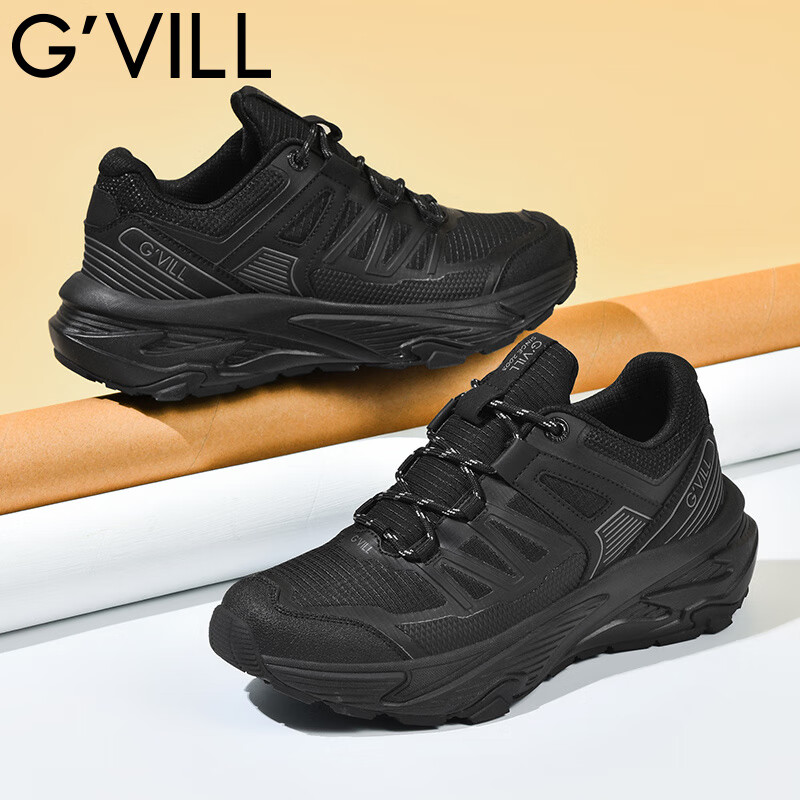 贵之步秋冬季新款增高柔软减震运动鞋男鞋低帮厚底潮流舒适休闲鞋 黑色 G018 40 （运动鞋码）