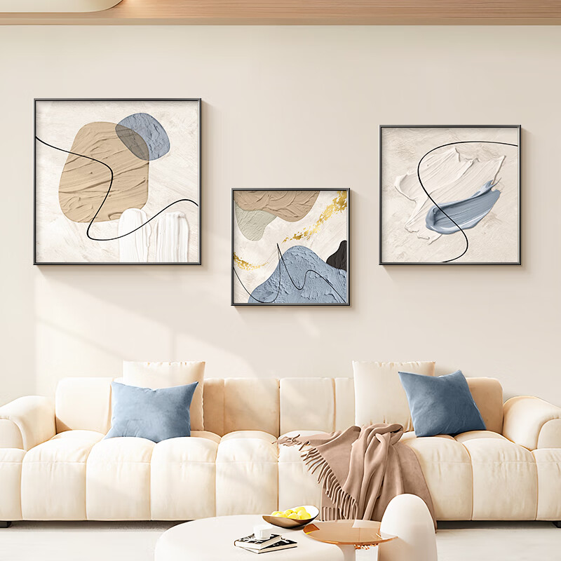 好久不见现代简约客厅装饰画轻奢高级感抽象艺术三联壁画沙发背景墙挂画