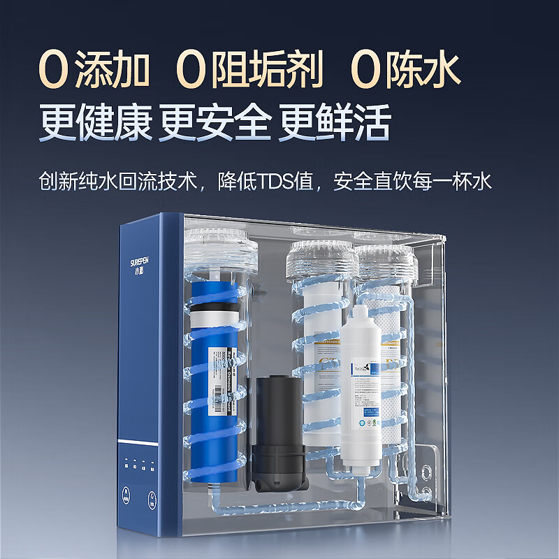 小澎S8通用滤芯净水器RO反渗透净水机双出水0陈水0阻垢剂0添加厨下式母婴直饮机800G大流量 【陶氏RO膜】800G双出水+免费安装