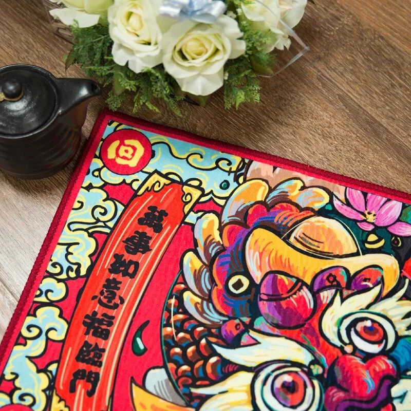 欧纶斯（Oulens）简约地垫脚垫卧室入户门垫浴室卫生间厕所厨房客厅地毯可水洗裁剪 回家开运 200cm*140cm 【客厅地毯推荐】