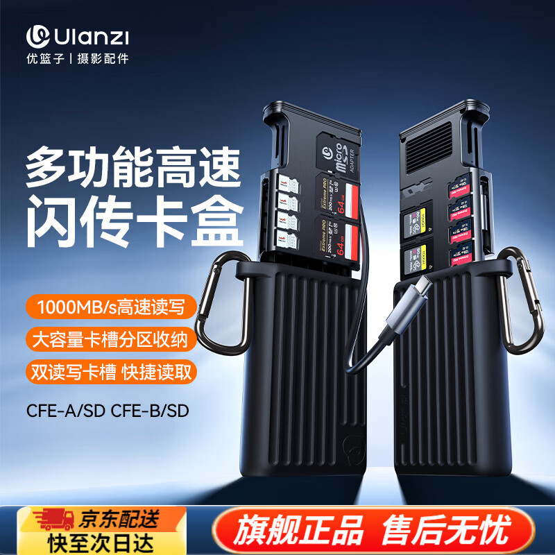 优篮子【Ulanzi】MCR-01/02 多功能读卡器USB3.2高速存储卡盒相机手机内存卡CFA/SD/TF/SIM卡收纳保护套 MCR-01丨CFE-A闪传卡盒