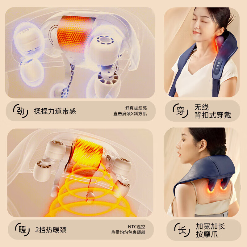 猴太太颈部椎按摩器仪腰部按摩枕脖子全身颈部颈肩理 筋膜枪父亲节礼物实用送爸爸母亲妈妈长辈高档疗仪 【店长力荐】3D红光热揉捏/热敷 生日礼物女生母亲妈妈爸爸父亲男士女士老人高档礼品