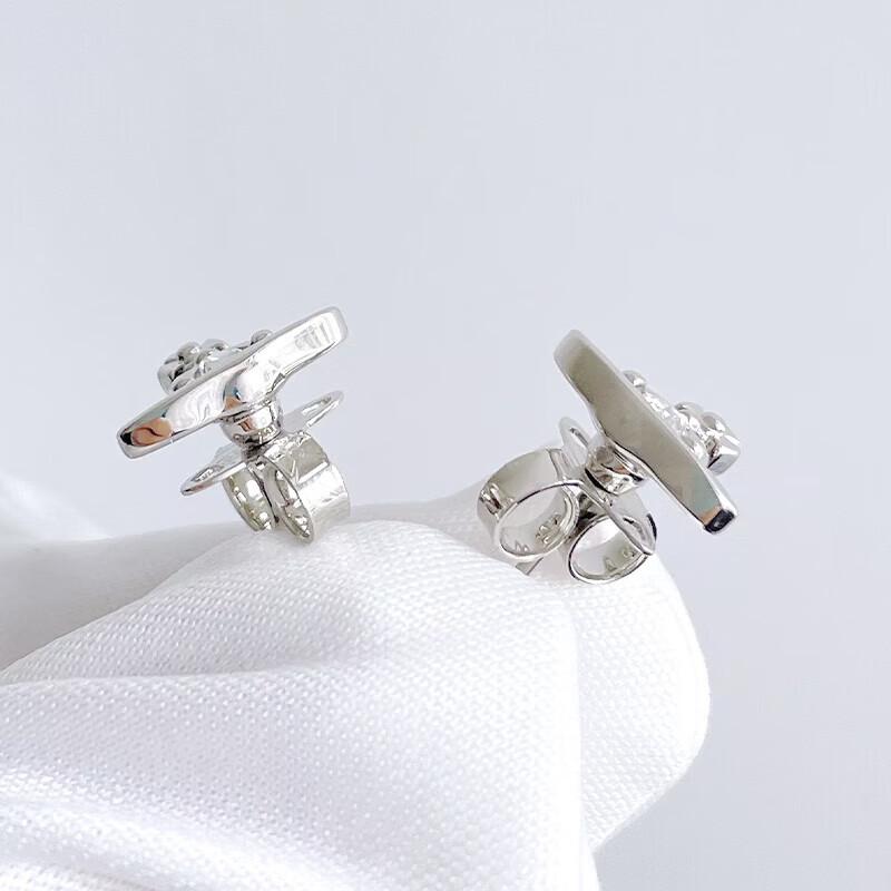 薇薇安·威斯特伍德（Vivienne Westwood）西太后耳钉mini土星耳钉单钻女士耳环高级感耳饰送女友新年礼物 银色