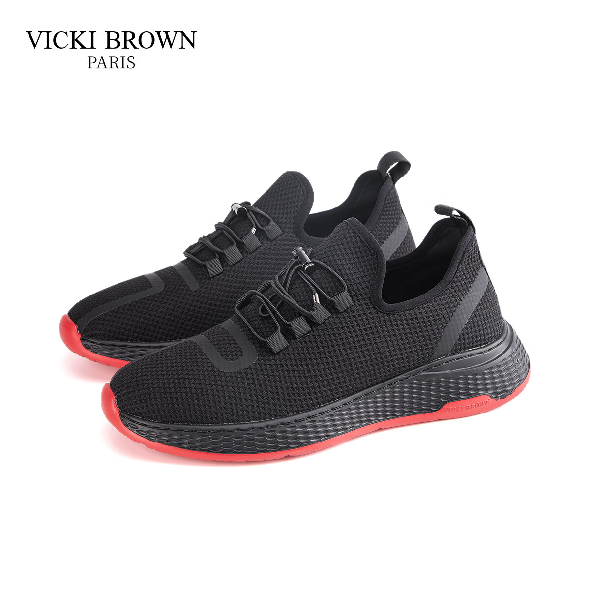 未毕（VICKI BROWN）法国品牌VB男鞋【健走系列】通勤防滑户外休闲鞋男舒适透气网面鞋 黑红 43