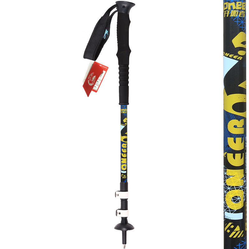 开拓者（pioneer）登山杖户外7075 外锁3节伸缩铝合金登山手杖 滑雪杖 拐杖 蓝黑