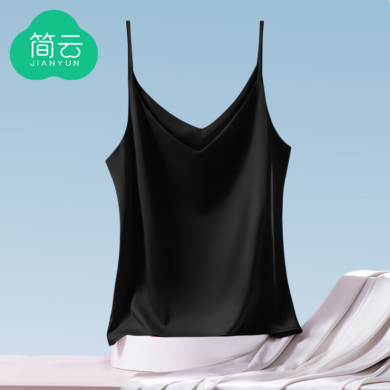 簡(jiǎn)云小吊帶背心女夏季涼感薄款西裝內(nèi)搭無袖上衣可外穿性感雪紡打底衫 【吊帶款-V領(lǐng)】黑色 2XL 【適合140-160斤】