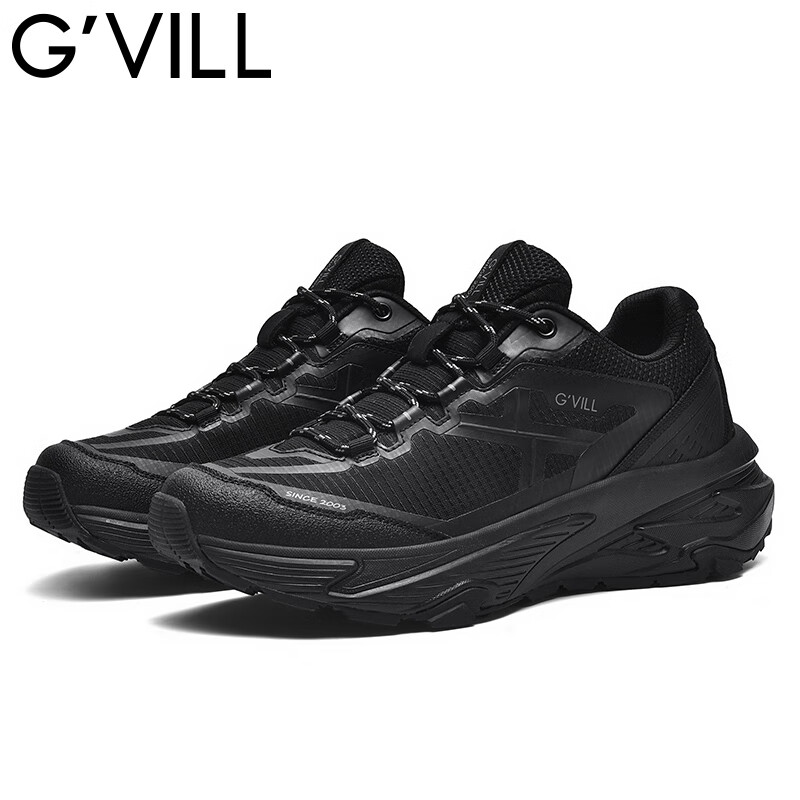 贵之步秋冬季男鞋新款舒适软底防滑运动鞋男款厚底增高缓震休闲鞋 黑色 G017 42 （运动鞋码）