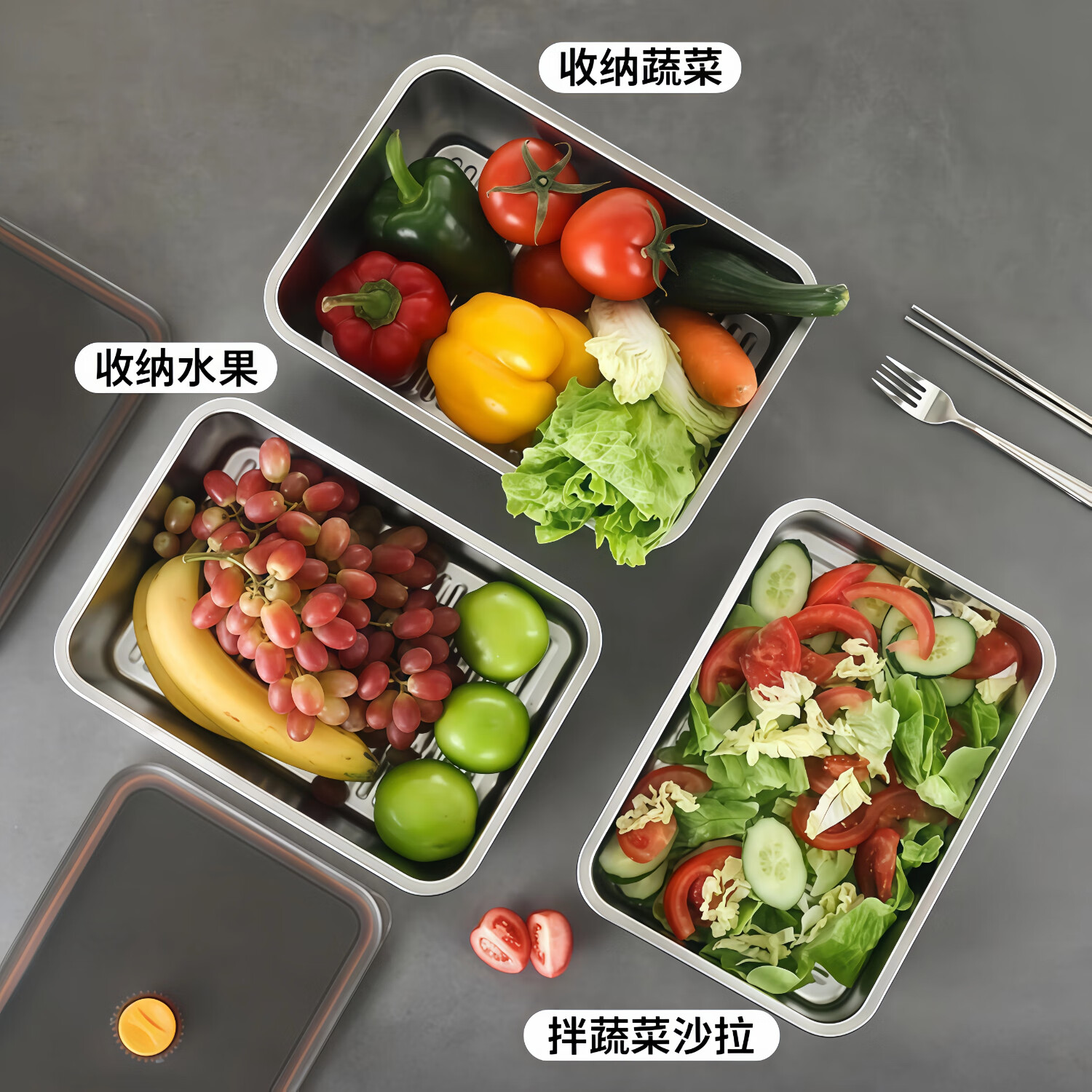 新美濠316不锈钢保鲜盒食品级冷冻带密封盖防漏分装盒方形冰箱收纳饭盒 23000ml升级加厚款 装42斤左右