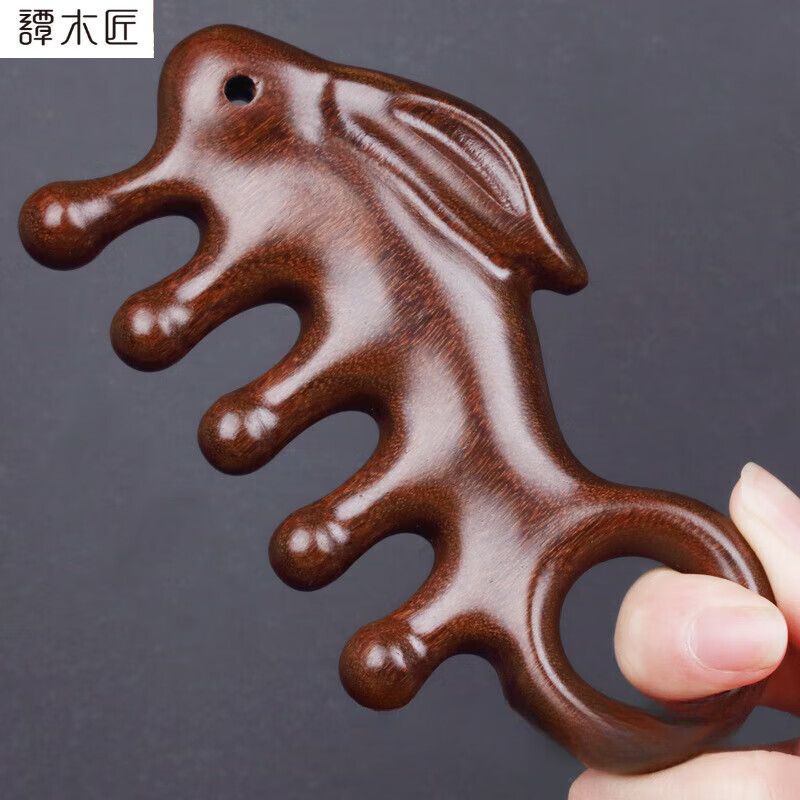 譚木匠經(jīng)絡(luò)按摩梳子金絲檀木女士頭部五齒梳男本命年禮物兔 指環(huán)兔子  指環(huán)兔子