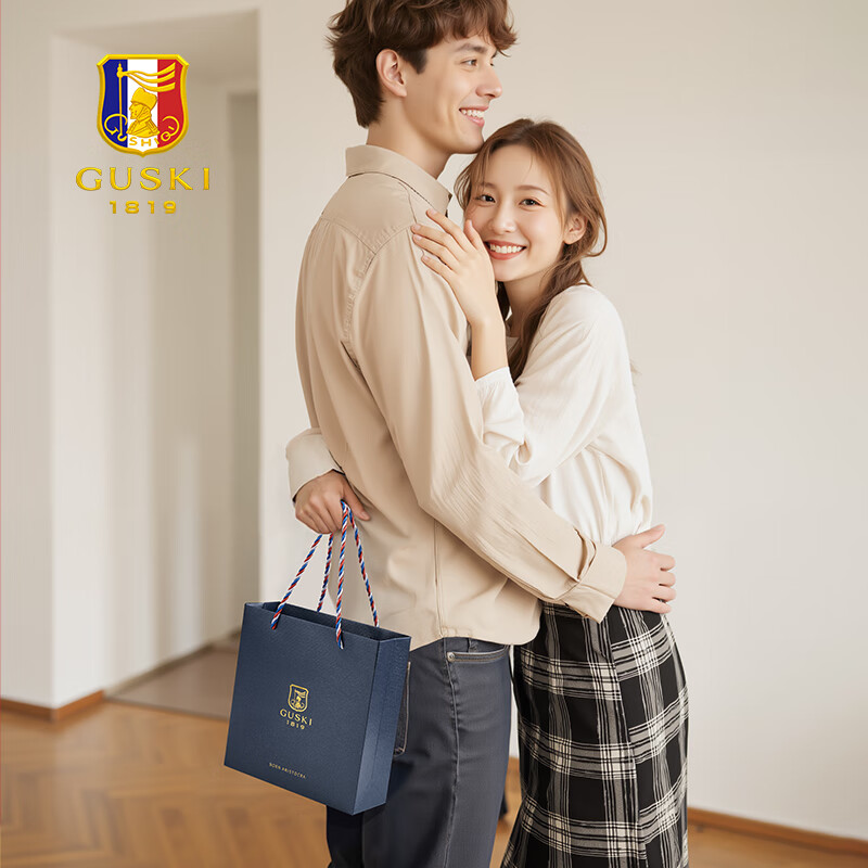 古士旗（GUSKI）法国品牌皮带男自动扣真皮男士腰带鳄鱼纹高档生日礼物送男友老公 百搭枪色+头层牛皮【专柜礼盒】 110cm -130cm随机/联系客服指定