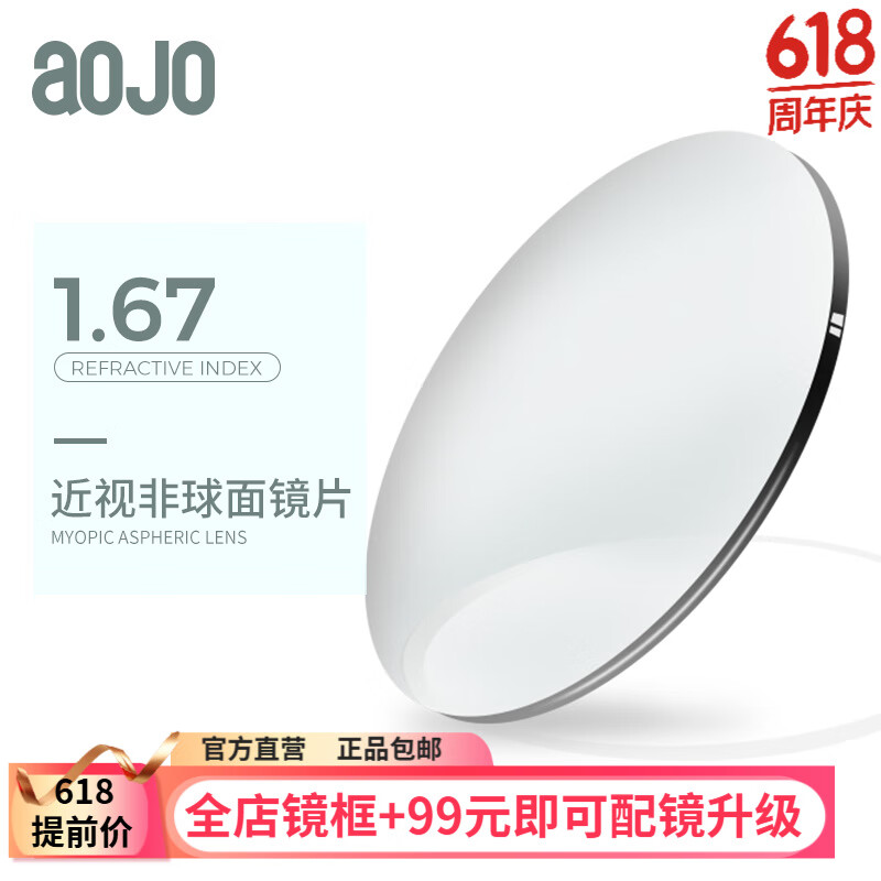 aojo1.671.711.74超薄非球面樹脂鏡片樹脂鍍膜 2片 【需與鏡框一起拍下】 近視度數(shù)0-600；散光度數(shù)：50-300