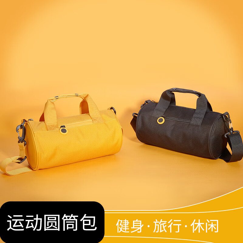 【现货直发】儿童旅行袋休闲手提行李包袋轻便舞蹈健身游泳单肩旅 墨黑色Ykk 小号27x14cm