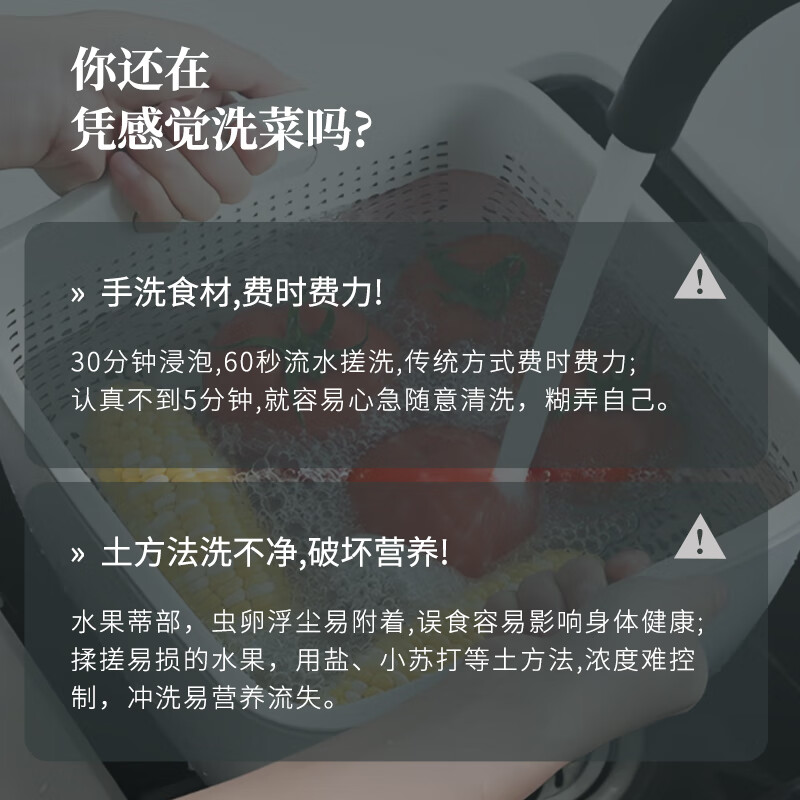 扬子果蔬清洗机食材净化机无线便携式水果蔬菜清洗机家用小型全自动多功能果蔬净化器去农药残留果蔬机 升级钛电解片【旋转清洗+抑菌净化】