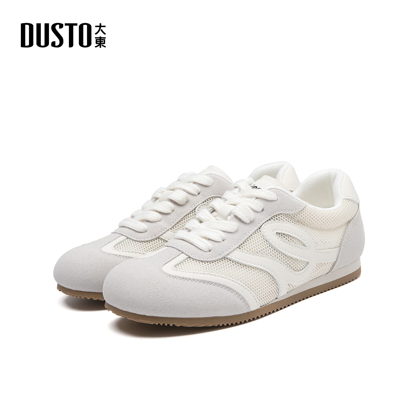 大东德训鞋女2025年春季新款休闲拼色网面平底系带0700 白色 36