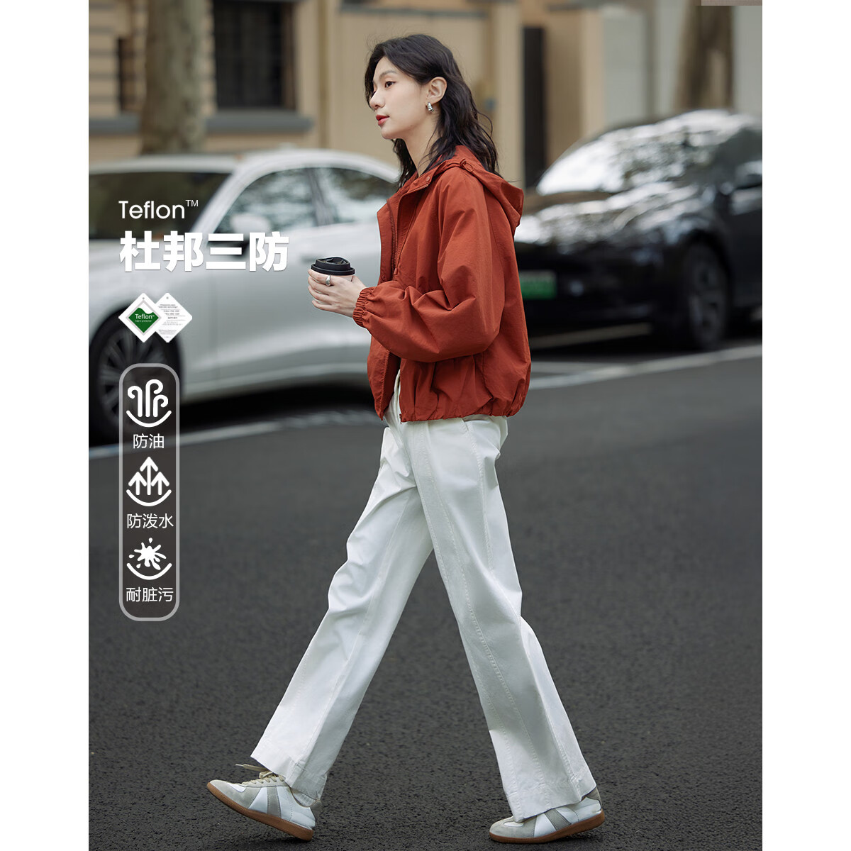 德玛纳【克莱因蓝】春秋三防黑科技户外运动风连帽抽绳短款藏肉女式外套