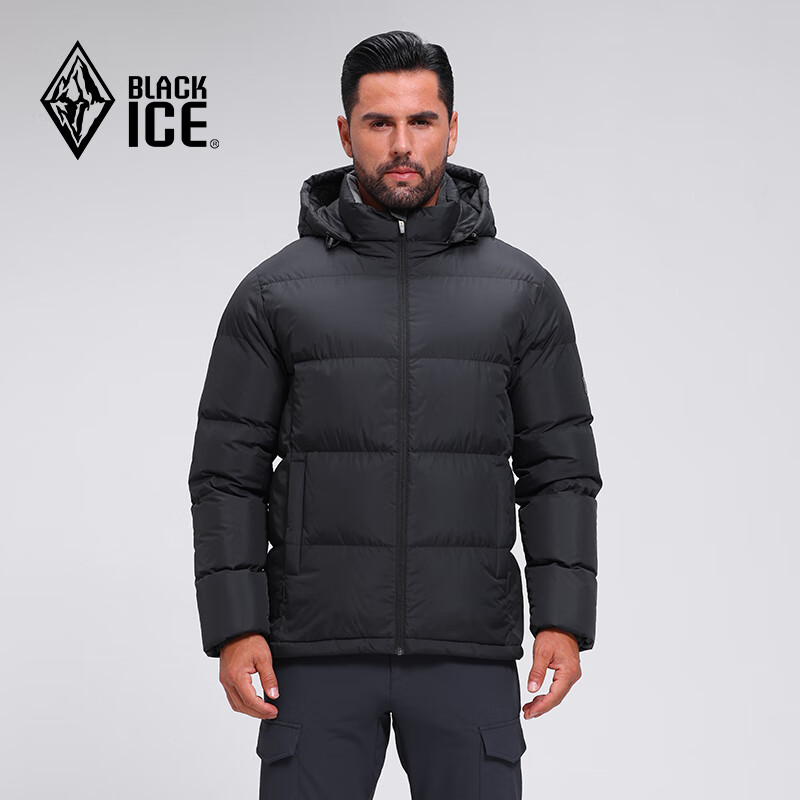 黑冰25新款户外700蓬鸭绒男款加厚防风保暖羽绒服 F8905MJ  黑色 M