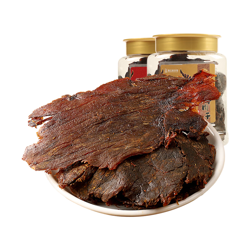 卤牛肉干 手撕大片牛肉片 办公休闲零食小吃 252g*2罐 卤味+辣味