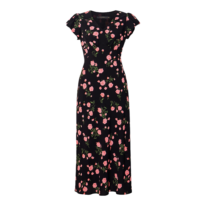 ROEYSHOUSE���·�ʽӡ��V������ȹŮ2025�ļ��¿��Ҷ�����������г�ȹ12143 ��ɫ L354Ԫ