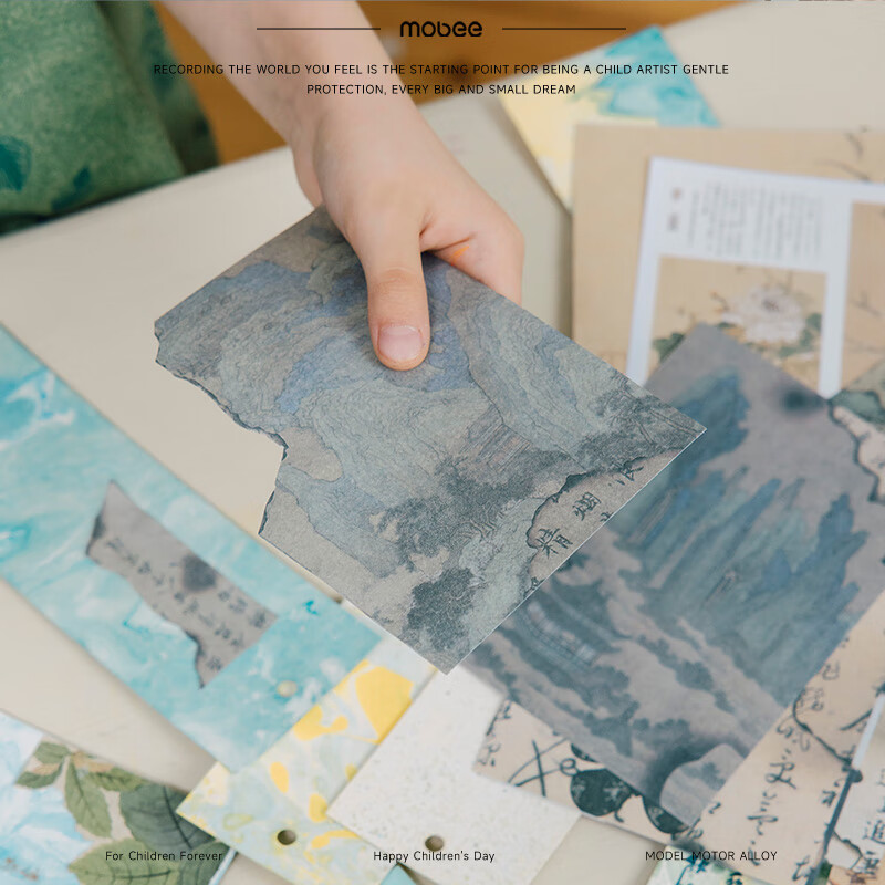 mobee非遗漆扇礼盒材料包diy手工团扇儿童生日礼物培养动手能力创造想象力 水云漆荷-DIY非遗手工扇礼盒