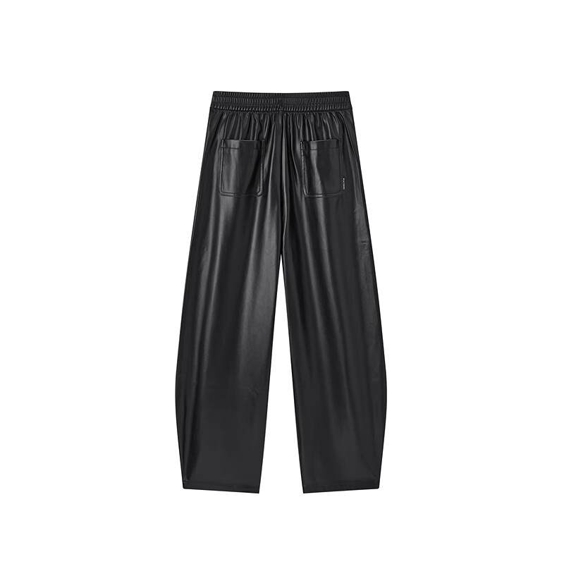 太平鸟女装高腰显瘦束脚裤简约牛仔裤气质弹力直筒休闲裤合集 PU香蕉裤 M