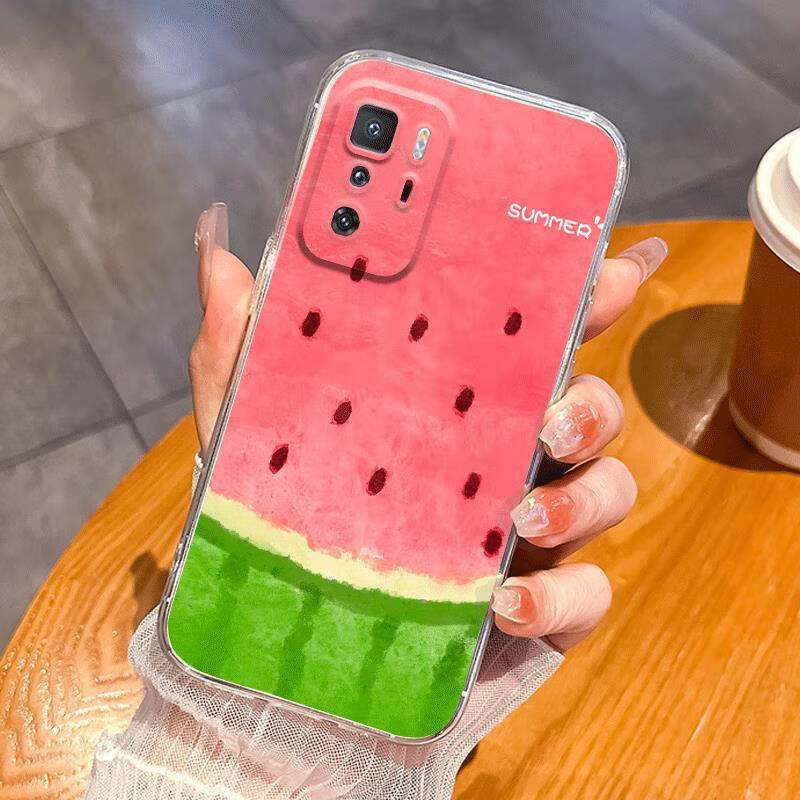 良友情红米note7 note8 note10 pro手机壳可爱女note10pro潮男高透redmi 10x note9 4g 5G透明防摔 夏日西瓜CS6019透明太空壳 红米 10X 5G