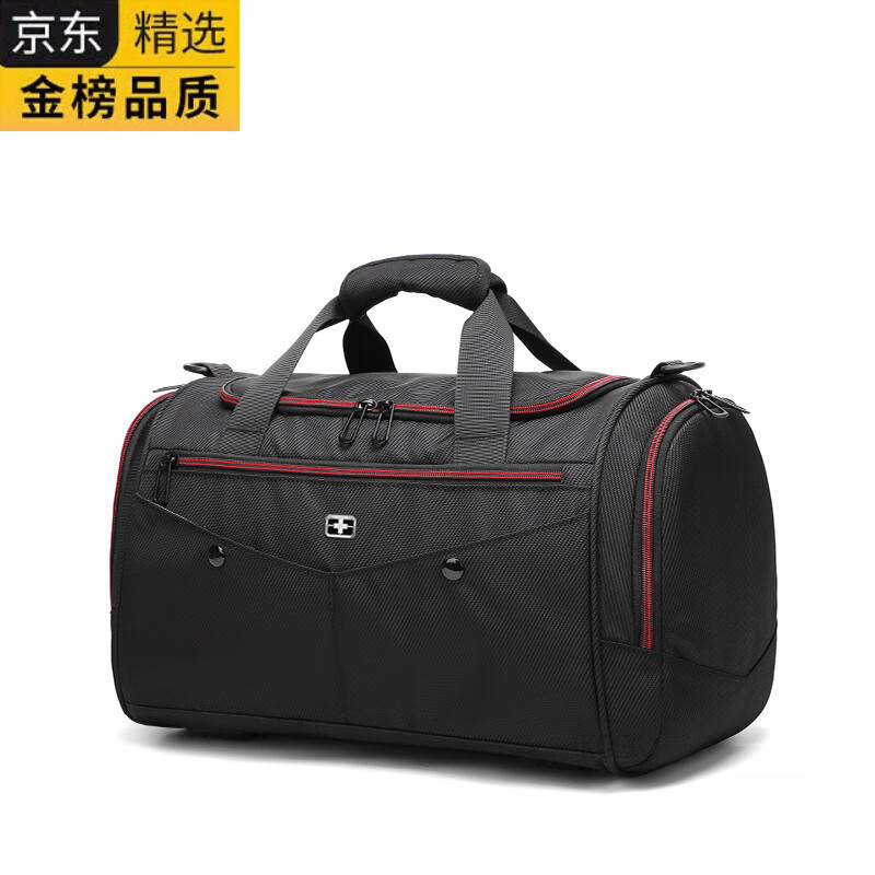 KGEG日本进口名牌瑞士军士刀斜跨健身包男干湿分离训练运动手提包大容 黑色小号 默认规格1
