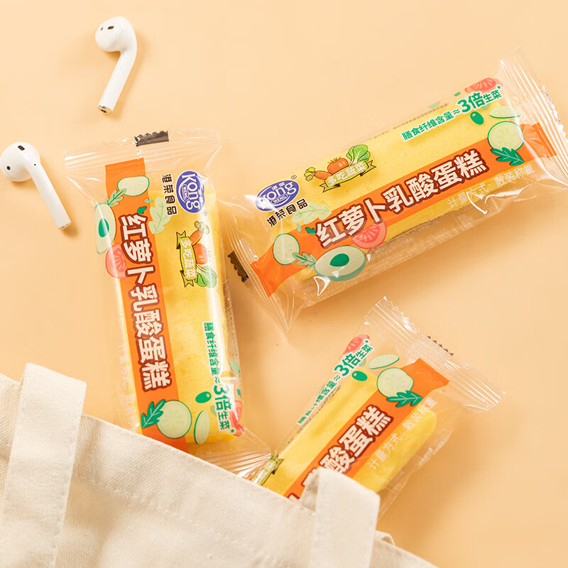 港荣蒸蛋糕面包早餐食品休闲零食办公室糕点点心代餐 红萝卜乳酸蛋糕450g