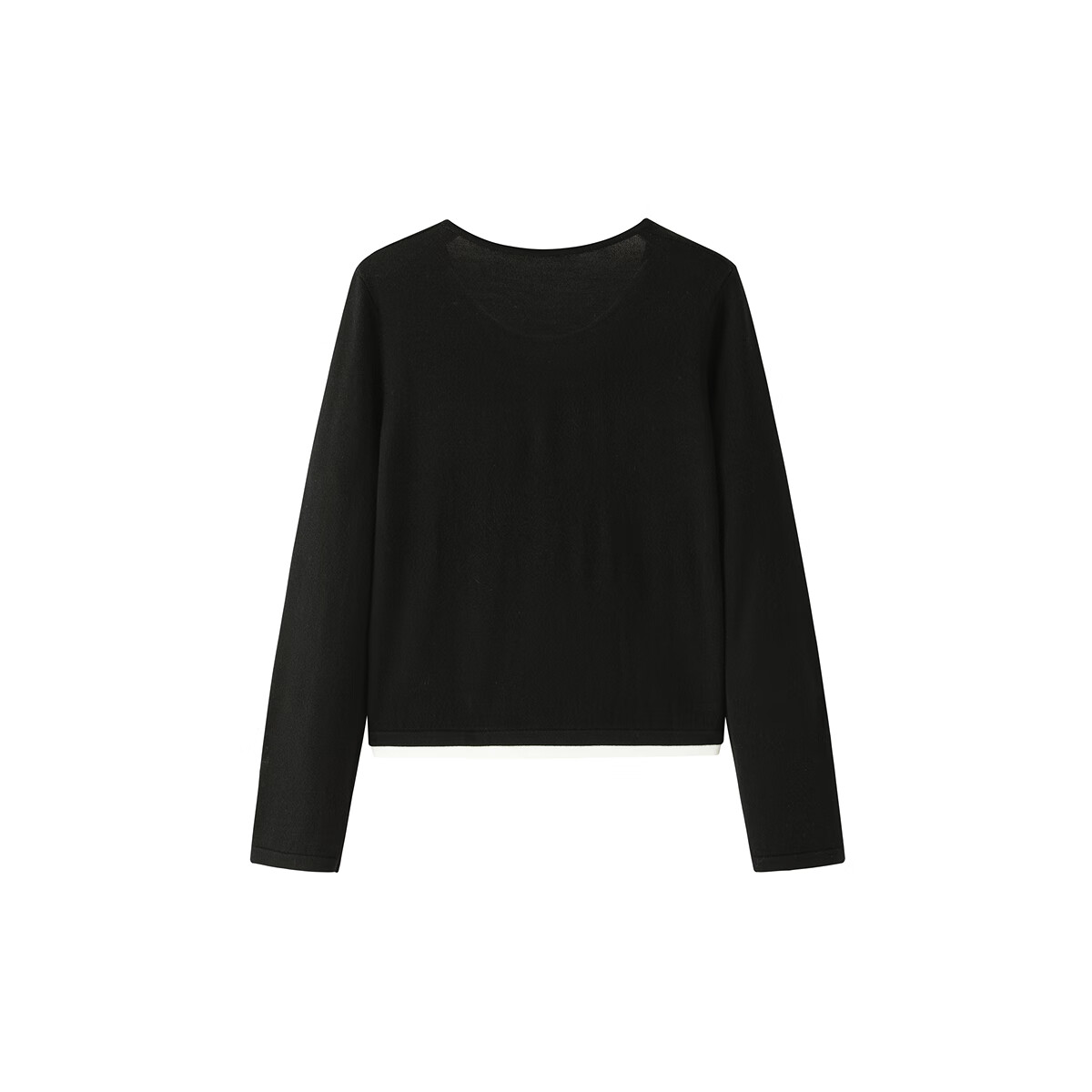 太平鸟秋冬毛针织衫集合链接新款打底无缝套衫女士开衫 假两件羊毛衫黑色 M