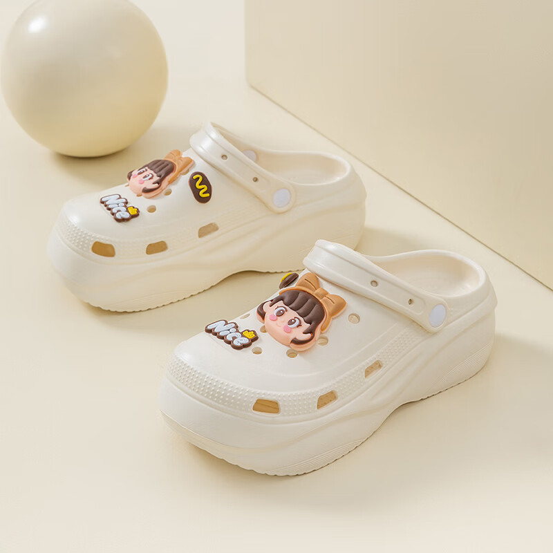 惠夫人洞洞鞋女夏季2025新款厚底5cm户外穿防滑踩屎感沙滩包头凉拖鞋女 粉色【5.0厚底】 38-39 【适合37-38码穿】