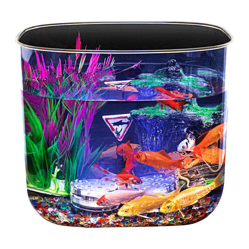 派樂特圓形創(chuàng)意魚缸迷你小型桌面水族箱透明塑料生態(tài)斗魚金魚缸烏龜缸 高透款【29*19*19cm】裸缸 *