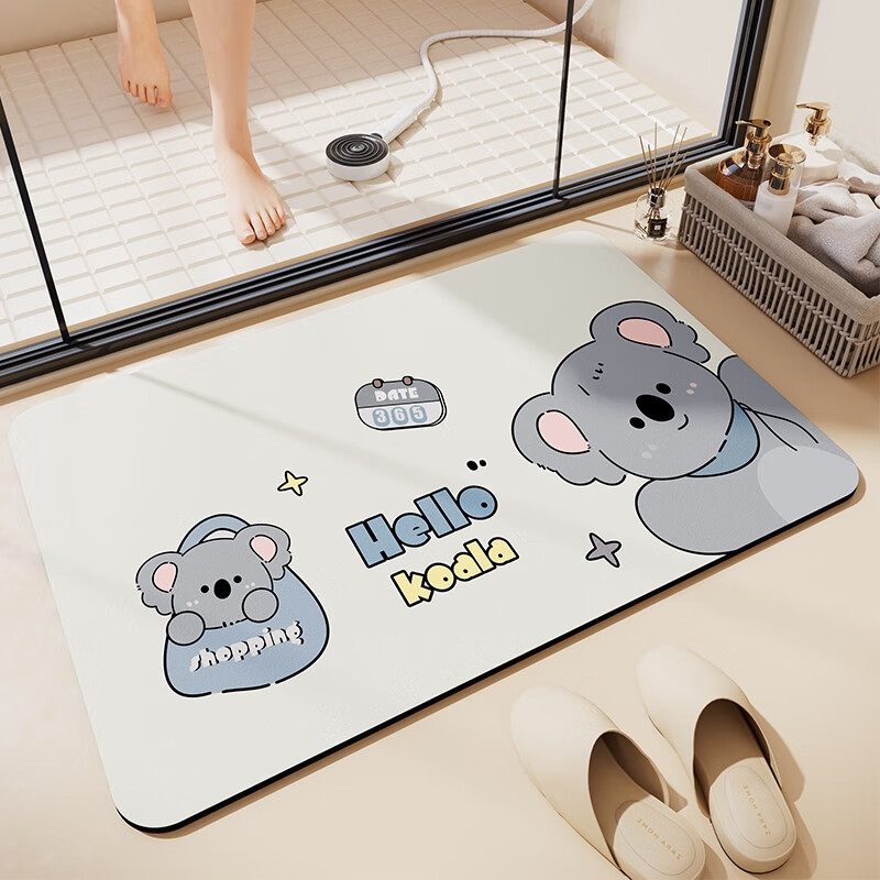 KAYE浴室地垫卡通吸水垫卫浴卫生间厕所门口速干脚垫家用入户门防滑垫 GZN-萌考拉 40X60cm