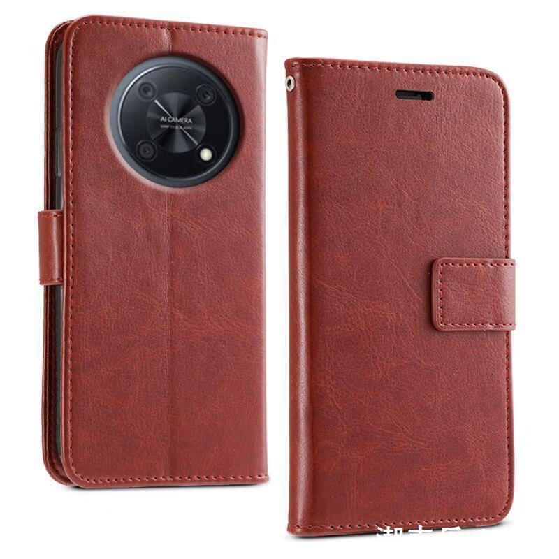 萌玐nzone50pro手机壳翻盖适用华为智选SP210手机套防摔全包软皮套男 棕色 NZone50Pro【送钢化膜+绳】