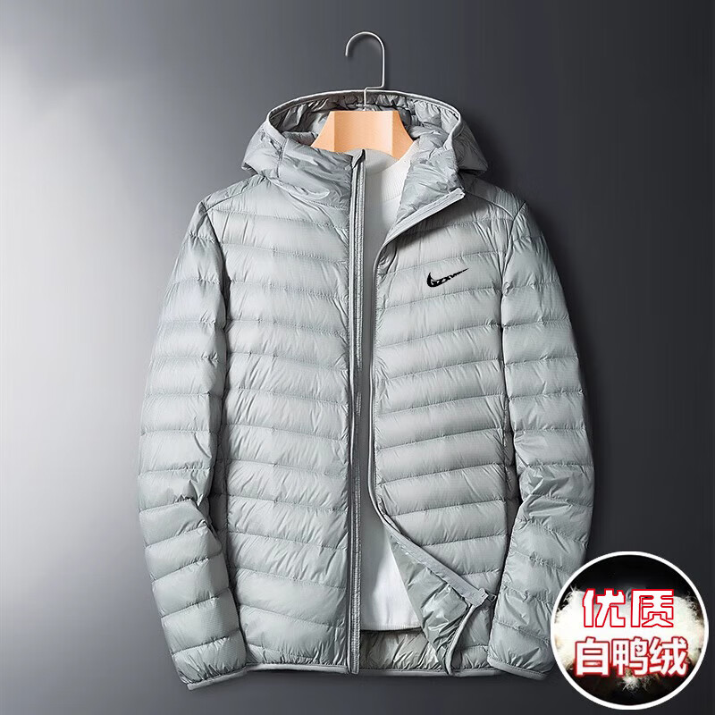 轻薄白鸭羽绒服宽松大码连帽休闲秋冬防风保暖男女立领外套 16050黑色立领 3XL 160-175斤
