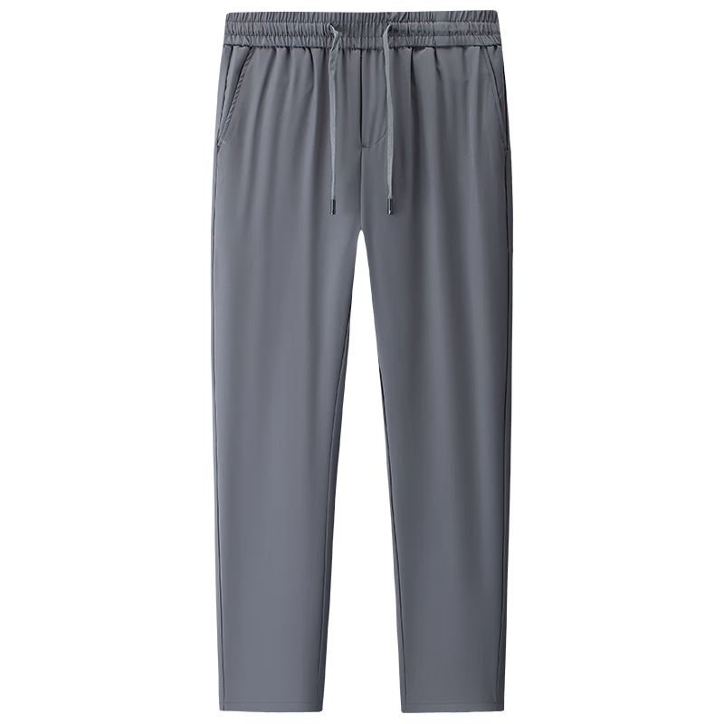 罗蒙（ROMON）灯芯绒休闲裤男春季新款抽绳腰中青年商务直筒长裤男 7K035603灰色 薄款 2XL (185)  (建议150-170斤)