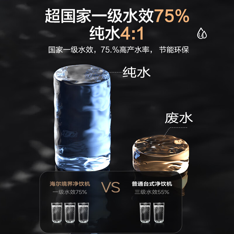 海尔台式净饮机双水壶 低钠鲜活水 RO反渗透净水器免安装直饮59档水温加热净饮一体机母婴直饮新品首发 【7级鲜活】 净界