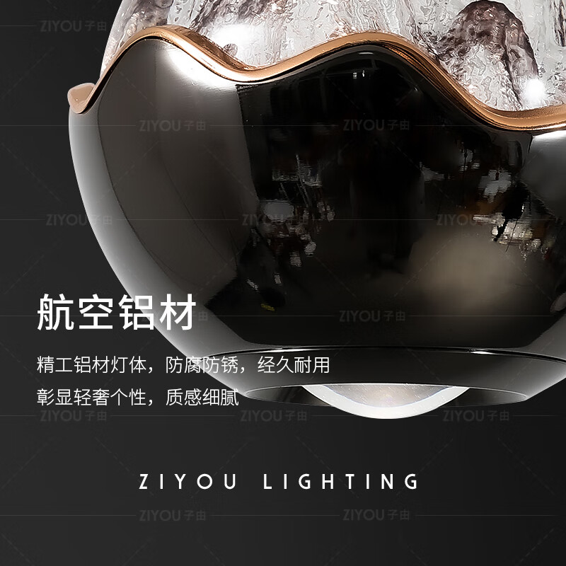 子由意式极简床头吊灯 轻奢创意高级感手扫感应可升降玄关吊线灯 手扫开关 升降款 L100mm-三色