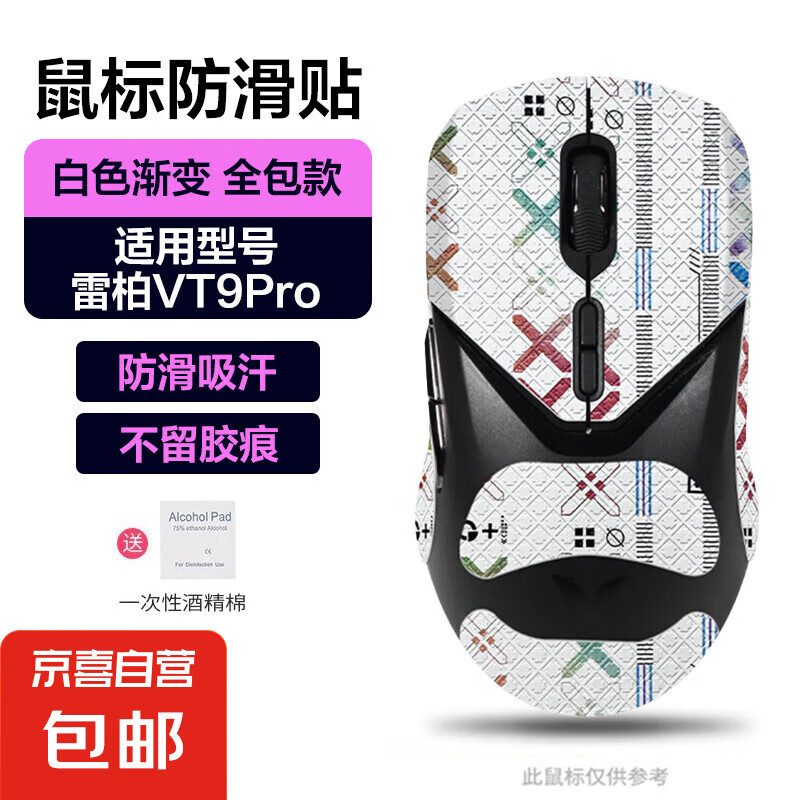 适用雷柏VT9PRO防滑贴脚贴轻量化鼠标贴纸游戏保护防刮防发黄专用吸汗耐磨 【全包】渐变印花防滑贴
