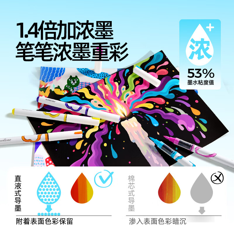 美乐童年小云朵丙烯马克笔直液式儿童幼儿园小学生彩笔不透色可叠色画画颜料笔画笔无毒可水洗水彩笔 直液式-24色小云朵丙烯马克笔