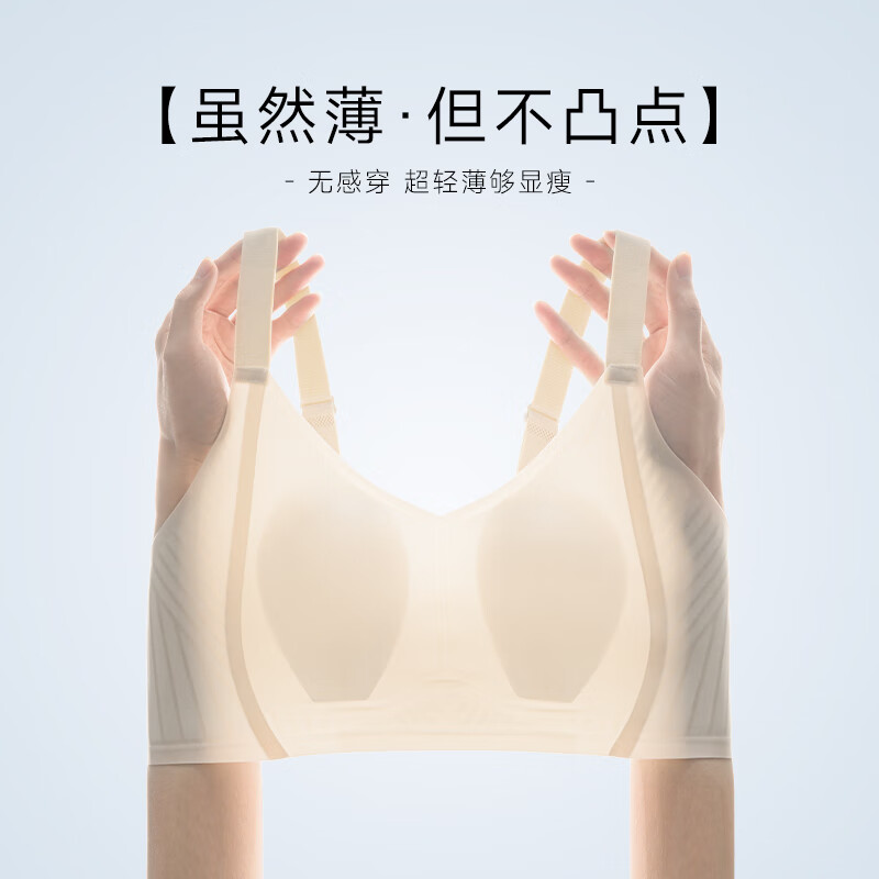 chunnian2025新款无痕内衣女大胸显小兔耳朵杯防走光薄款果冻条提拉文胸罩 RX-大U兔耳杯852-香槟 2XL