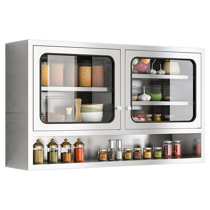 语森忆家用304不锈钢吊柜厨房吊柜防锈防潮橱柜碗柜挂墙式储物柜壁柜 店长推荐 整装