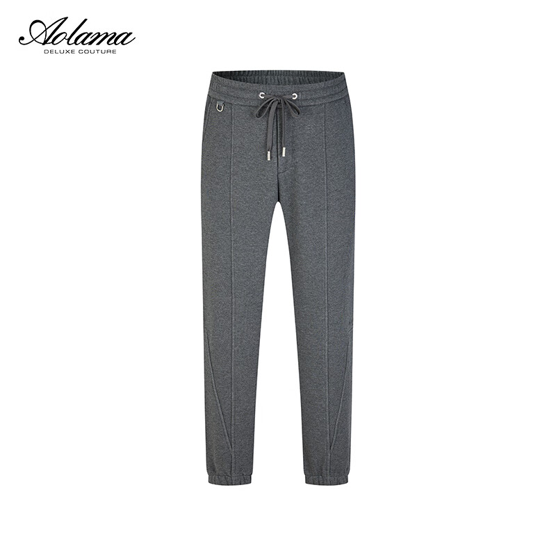 奧拉瑪（Aolama）父親節(jié)禮物男裝休閑褲秋冬厚款加絨時(shí)尚潮流系帶松緊運(yùn)動(dòng)休閑褲男 中灰色 31