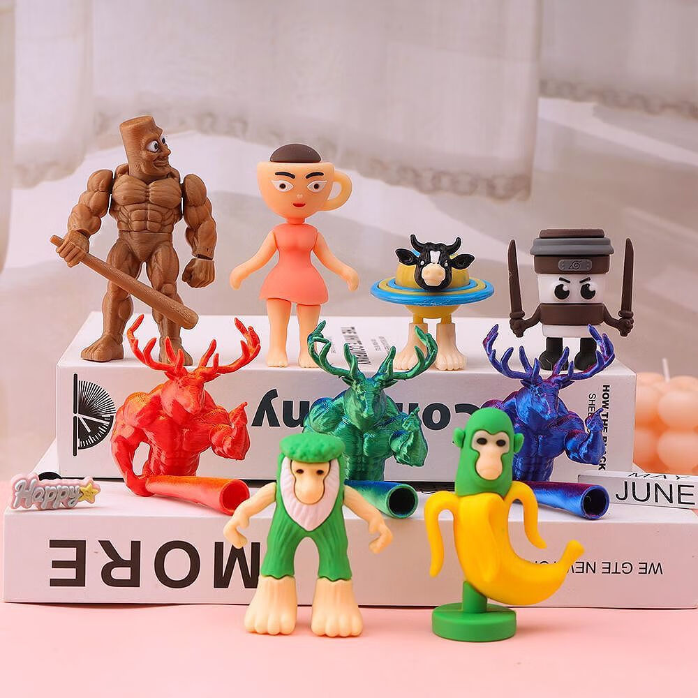 赟娅外国美国山海经积木手办q版全套融合怪木棍人AI摆件模型玩具 手办盲盒【整套6个+18卡片】