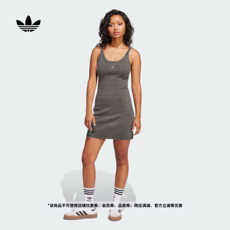 adidas经典运动无袖吊带连衣裙女装夏季新款阿迪达斯官方三叶草   碳灰   M