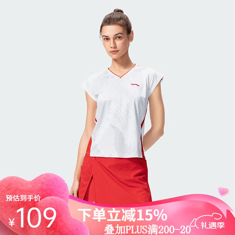 川崎（KAWASAKI）羽毛球服套裝敦煌聯(lián)名系列男女短袖T恤大賽網(wǎng)球健身訓練運動上衣 女款T恤朱砂紅 K2C02-C2017 M