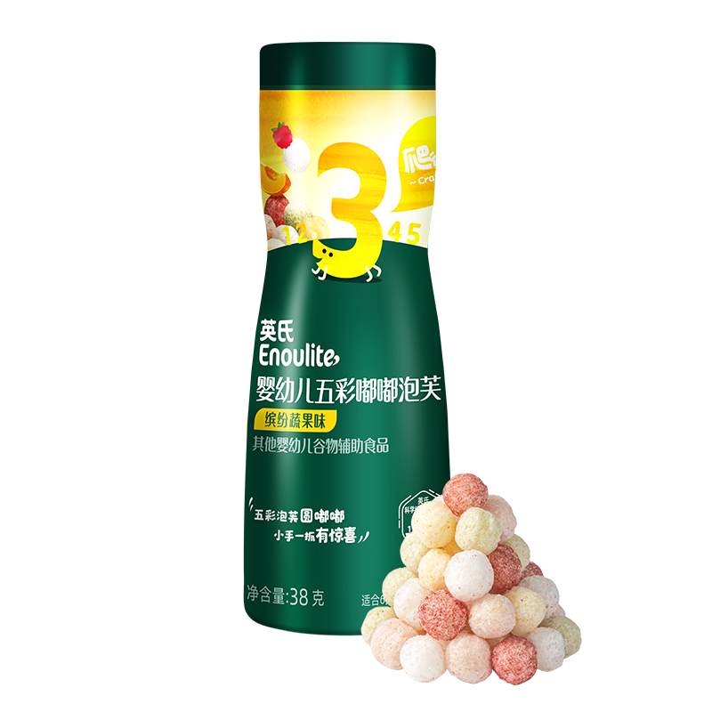英氏（Engnice）婴幼儿手指泡芙 婴儿宝宝零食五彩嘟嘟泡芙条缤纷蔬果味罐装38g