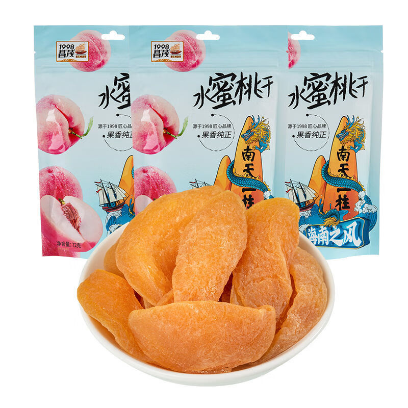 昌茂水蜜桃味干桃肉干72g辦公零食袋裝批發(fā)果脯蜜餞網(wǎng)紅即食休閑 【3袋】水蜜桃干72g