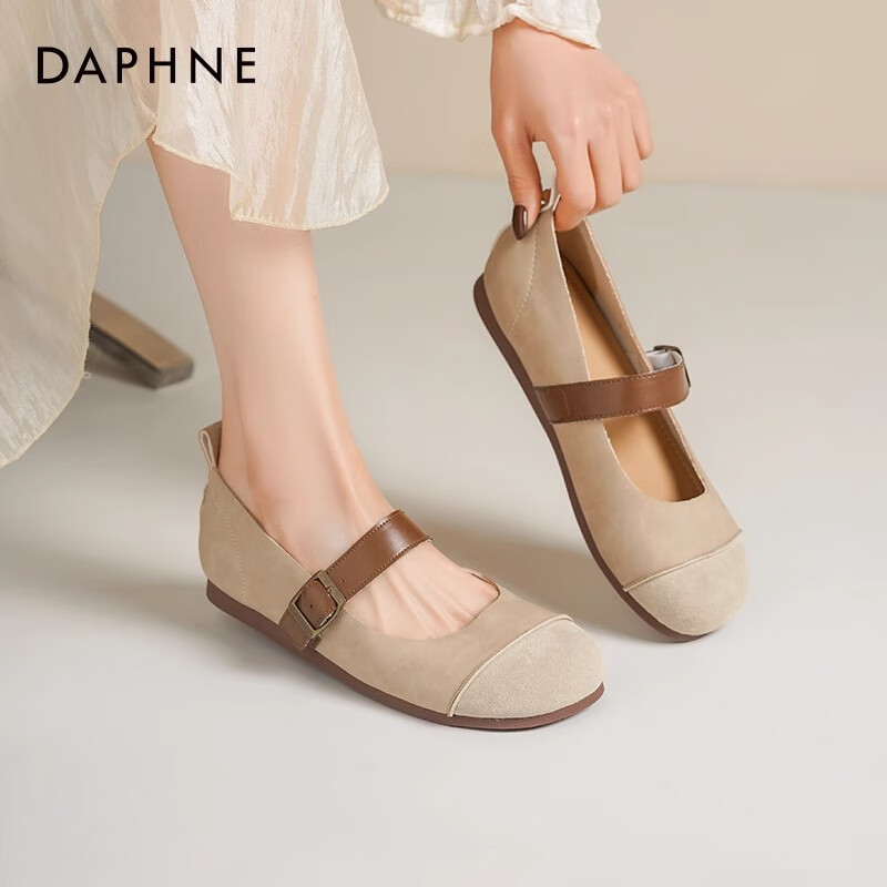 达芙妮玛丽珍单鞋女款2025春季新款平底配裙子女鞋通勤勃肯鞋豆豆鞋女LP 杏色 36 京东折扣/优惠券